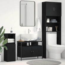 Berkfield Bathroom Sink Cabinet Black oak 80 x 30 x 60 cm Engineered Wood