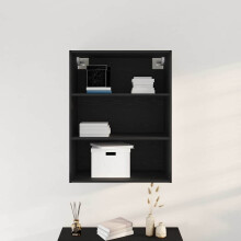 Berkfield Hanging Wall Cabinet Wall-mounted Black Oak 69.5 x 32.5 x 90 cm
