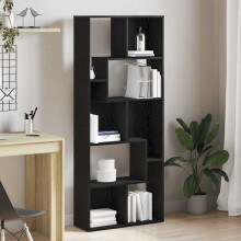 Berkfield Bookcase Black Oak 67x24x161 cm Engineered Wood