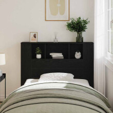 Berkfield Headboard Cabinet with Shelf Black Oak 120 x 18.5 x 102.5 cm