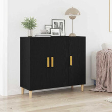 Berkfield Sideboard Black Oak 90 x 34 x 80 cm Engineered Wood