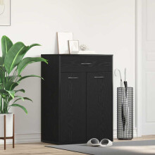 Berkfield Shoe Rack with Drawer Black Oak 60 x 35 x 84 cm Engineered Wood