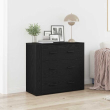 Berkfield Sideboard with Drawer Black Oak 80 x 33 x 70 cm Engineered Wood