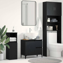 Berkfield Bathroom Cabinet Black Oak 65 x 33 x 60 cm Engineered Wood