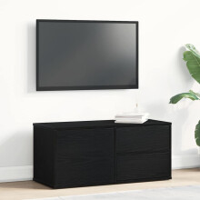 Berkfield TV Cabinet Black Oak 80 x 34 x 36 cm Engineered Wood