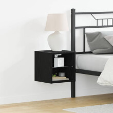 Berkfield LED Wall Bedside Cabinet 2 pcs Black 30 x 28.5 x 30 cm