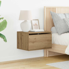 Berkfield Wall-mounted Bedside Cabinet Artisan Oak 50 x 36 x 30 cm