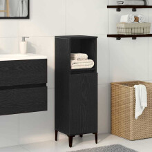 Berkfield Bathroom Cabinet Black Oak 30 x 30 x 100 cm Engineered Wood