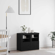 Berkfield LED Sideboard 2 pcs Black Oak 41 x 37 x 67 cm Engineered Wood
