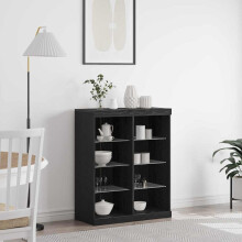 Berkfield LED Sideboard Black Oak 81 x 37 x 100 cm Engineered Wood