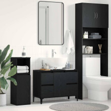 Berkfield Bathroom Sink Cabinet Black Oak 80 x 33 x 60 cm Engineered Wood
