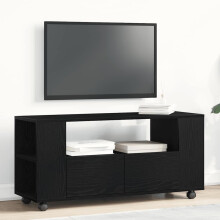 Berkfield TV Cabinet with Wheels Black Oak 102x34.5x43 cm Engineered Wood