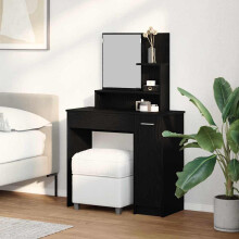 Berkfield Dressing Table Black Oak 86.5 x 35 x 136 cm Engineered Wood
