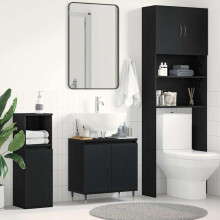 Berkfield Bathroom Sink Cabinet Black Oak 58 x 33 x 60 cm Engineered Wood