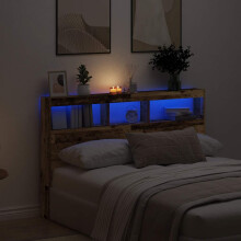 Berkfield Headboard Cabinet with LED Old Wood 160x17x102 cm