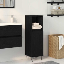 Berkfield Bathroom Cabinet Black Oak 30 x 30 x 100 cm Engineered Wood