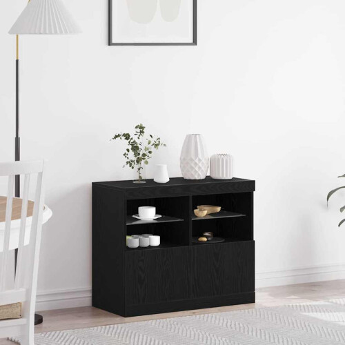 Berkfield LED Sideboard Black 81 x 37 x 66.5 cm Engineered Wood