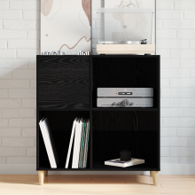 Berkfield Record Cabinet Black Oak 84.5 x 38 x 89 cm Engineered Wood
