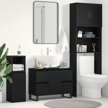 Berkfield Bathroom Cabinet Black Oak 80 x 33 x 60 cm Engineered Wood