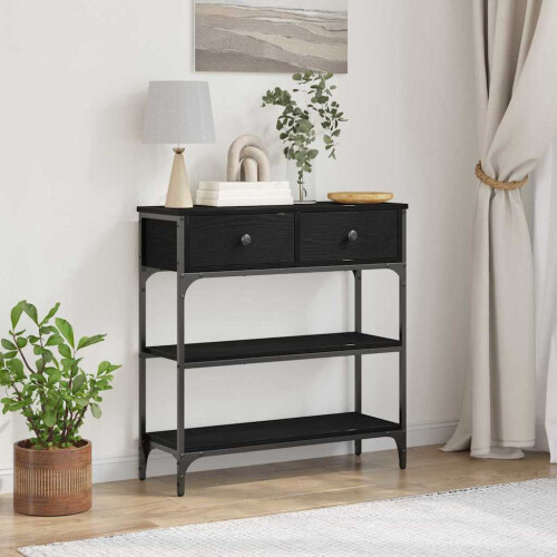 Berkfield Console Table Black Oak 72.5 x 25 x 75 cm Engineered Wood