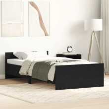 Berkfield Bed Frame without Mattress Black Oak 75x190 cm Engineered Wood