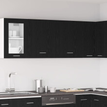 Berkfield Hanging Cabinet with Shelf Lyon 2 pcs Black Oak 50 x 31 x 60 cm