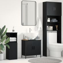 Berkfield Bathroom Sink Cabinet Black Oak 60 x 30 x 60 cm Engineered Wood