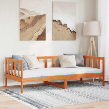 Berkfield Bed Frame with Headboard Wax Brown 90 x 190 cm Solid Pine Wood