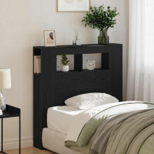 Berkfield LED Headboard Black Oak 100 x 18.5 x 103.5 cm Engineered Wood