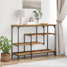 Berkfield Console Table with Shelf with Storage Old wood 100 x 35 x 75 cm