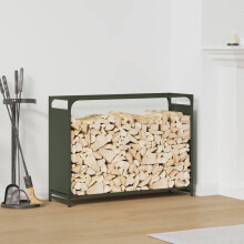 Berkfield Firewood Rack Olive Green 90x28x65 cm Cold-rolled steel