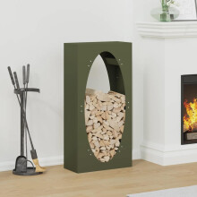 Berkfield Firewood Rack Olive Green 50x23x100 cm Cold-rolled steel