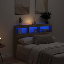 Berkfield Headboard Cabinet with LED Artisan Oak 140x17x102 cm