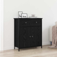 Berkfield Sideboard with Drawer Black Oak 70 x 30 x 80 cm Engineered Wood