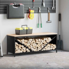 Berkfield Firewood Rack with Wooden Top Black 100.5x35.5x40 cm