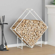 Berkfield Firewood Rack White 100x25x100 cm Cold-rolled steel