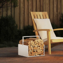 Berkfield Firewood Rack White 40x40x40 cm Cold-rolled steel