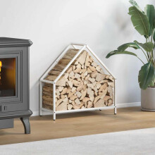 Berkfield Firewood Rack White 60x25x60 cm Cold-rolled steel