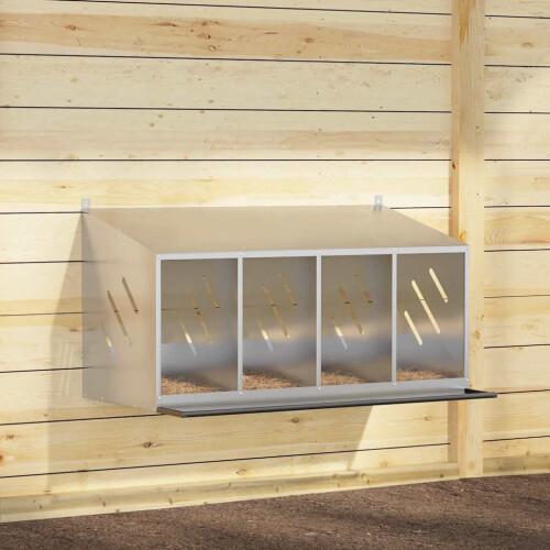 Berkfield Chicken Nesting Box with 4 Compartments Galvanized Silver Metal