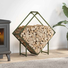Berkfield Firewood Rack Olive Green 80x25x80 cm Cold-rolled steel