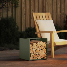 Berkfield Firewood Rack Olive Green 40x40x40 cm Cold-rolled steel