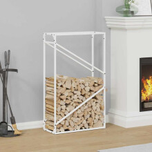 Berkfield Firewood Rack White 60x25x100 cm Cold-rolled steel