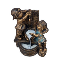 Estatua de jardín YiFudd Niño y Niña, Estatua de jardín de un niño con luciérnagas - Decoración de jardín