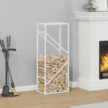 Berkfield Firewood Rack White 40x25x100 cm Cold-rolled steel
