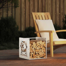 Berkfield Firewood Rack White 40x40x40 cm Cold-rolled steel