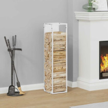 Berkfield Firewood Rack White 25x25x100 cm Cold-rolled steel