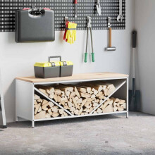Berkfield Firewood Rack with Wooden Top White 100.5x35.5x40 cm