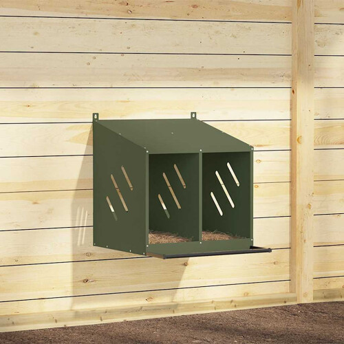 Berkfield Chicken Nesting Box with 2 Compartments Olive Green Metal