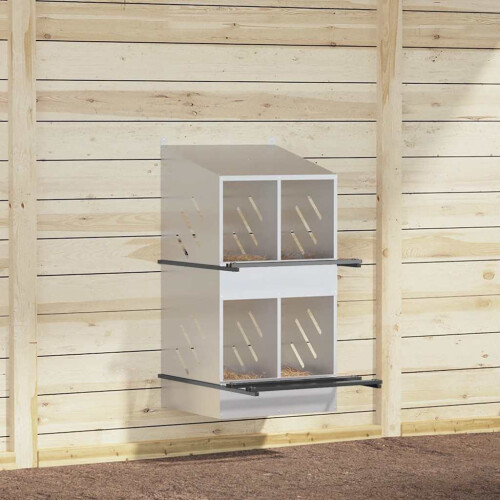 Berkfield Chicken Nesting Box with 4 Compartments Galvanized Silver Metal