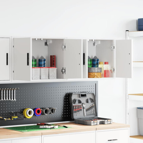 Berkfield Garage Wall Cabinets 2 pcs White Engineered Wood